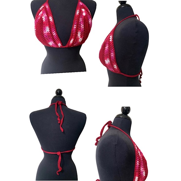 Ruby Rhapsody Handmade Crochet Halter Top - Picture 2 of 2